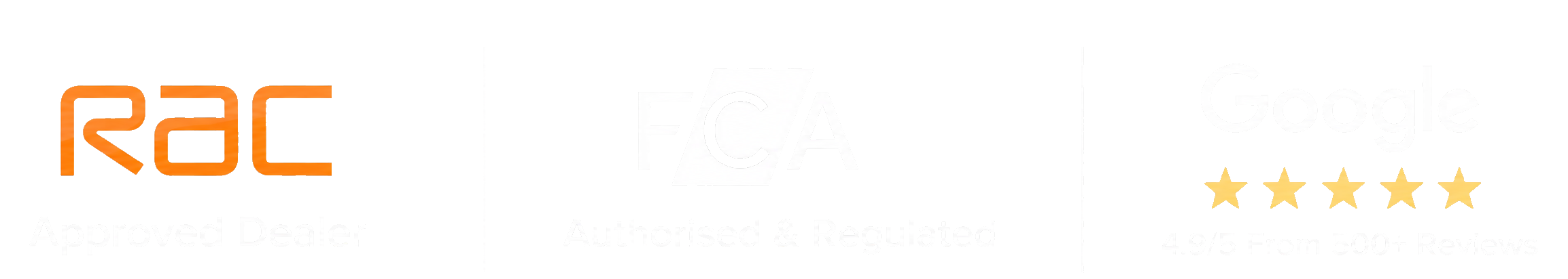 RAC approved dealer, FCA regulated and Google rated excellent